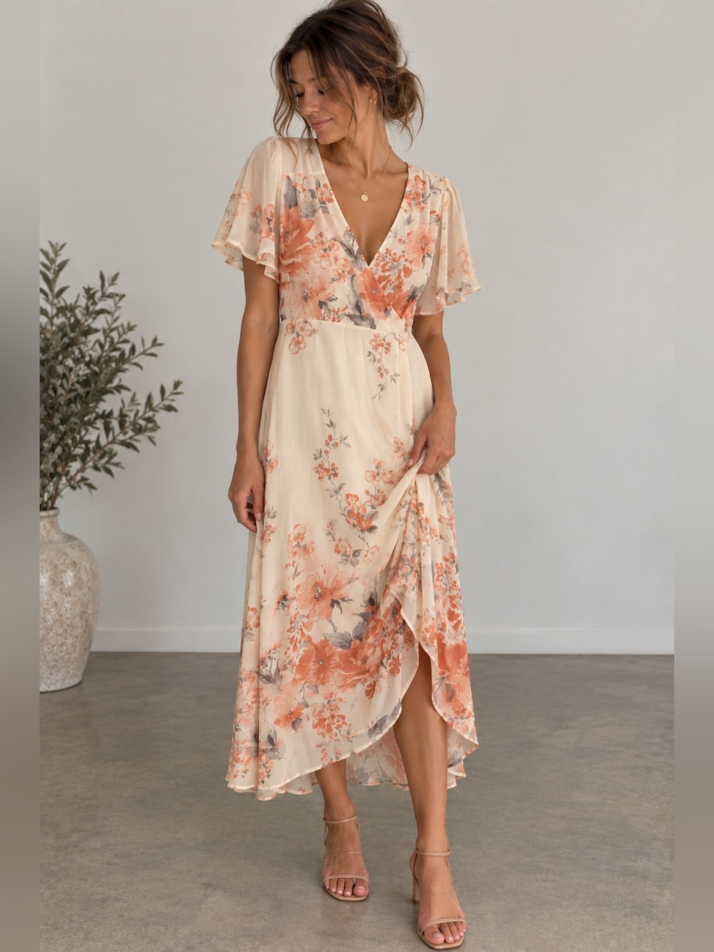 4si3nna - Floral Wrap Midi Dress